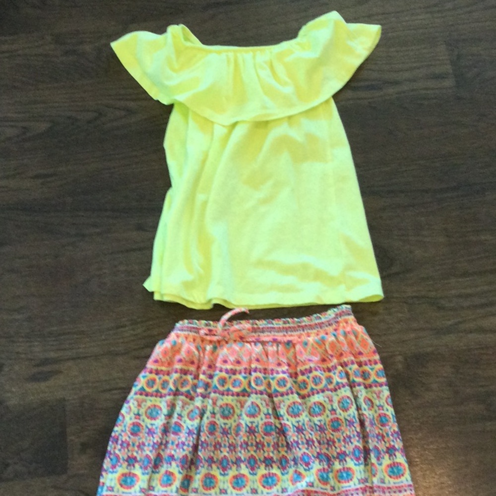 Girls skirt and ruffle top outfit
